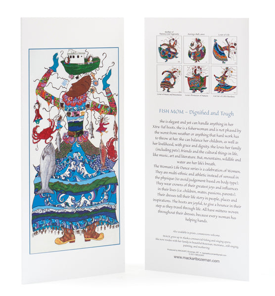 Fish Mom Ornament (ceramic) and Card Combination