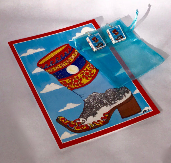 Cowboy Boot Earrings and Card Combination (Bridger)