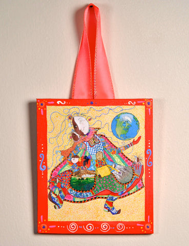 Mighty Grandma Ornament (hand painted/wood) and Card Combination
