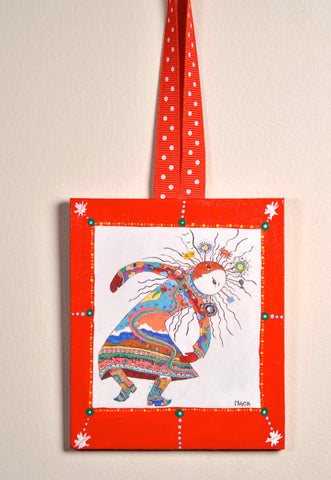 Lover of Music and Mountains Ornament (hand painted/wood) and Card Combination