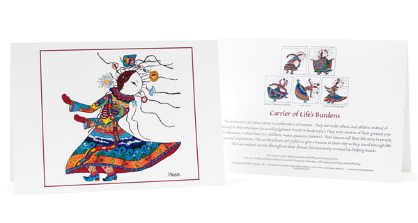 Carrier of Life's Burdens Ornament (wooden, hand painted) and Card Combination