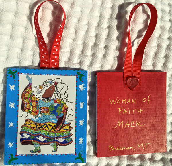 Woman of Faith Ornament (Hand Painted) and Card Combination