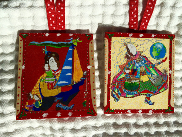 Mighty Grandma Ornament (hand painted/wood) and Card Combination