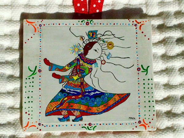 Carrier of Life's Burdens Ornament (wooden, hand painted) and Card Combination