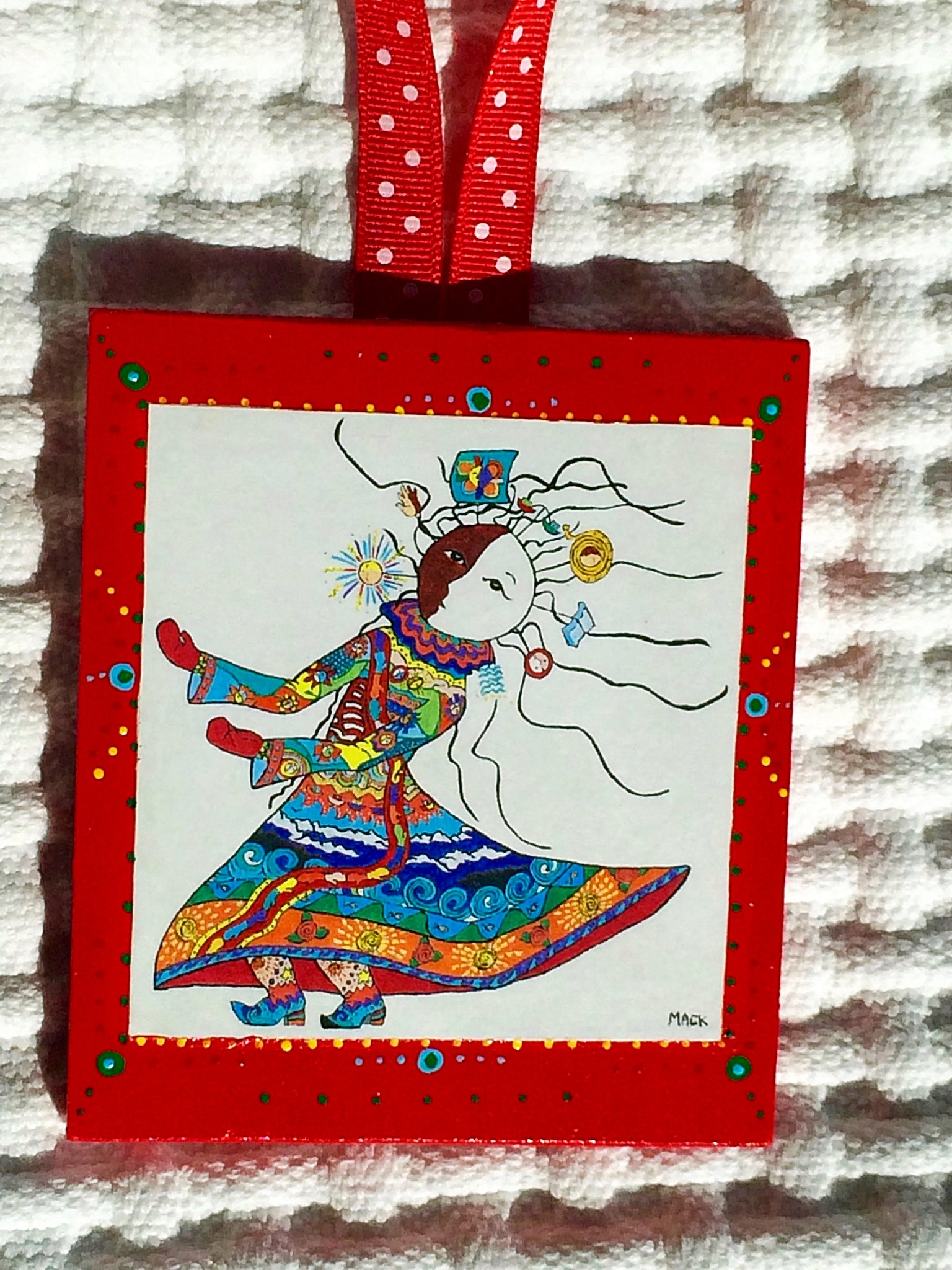Carrier of Life's Burdens Ornament (wooden, hand painted) and Card Combination