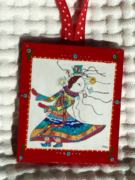 Carrier of Life's Burdens Ornament (wooden, hand painted) and Card Combination