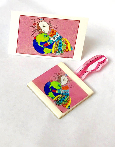Mother and Daughter Ornament and Card Combination