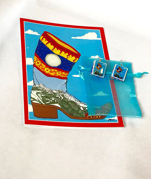 Cowboy Boot Earrings (Spanish) and Card Combination
