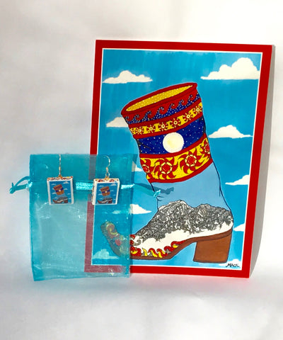 Cowboy Boot Earrings and Card Combination (Bridger)