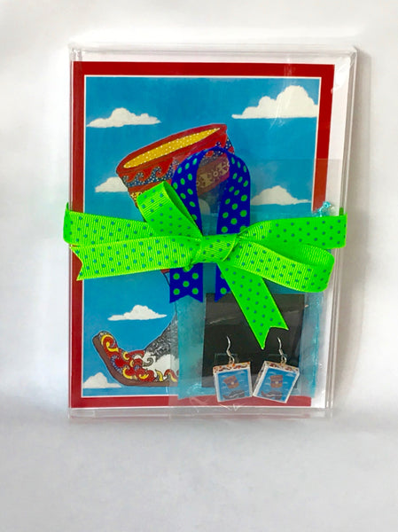 Cowboy Boot Earrings and Card Combination (Bridger)